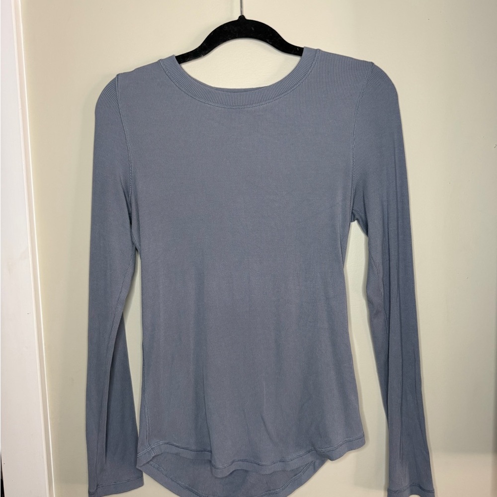 Aritzia Wilfred Free Long Sleeve Blue Top